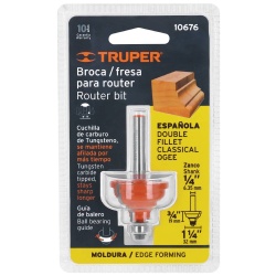 Fresa de Carburo Española 1-1/4" x 1/4" con Rodaje Truper 10676