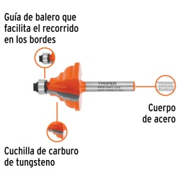 Fresa de Carburo Española 1-1/4" x 1/4" con Rodaje Truper 10676