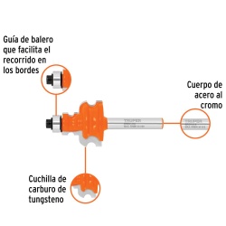 Fresa de Carburo Jovel 1" x 1/4" con Rodaje Truper 10674