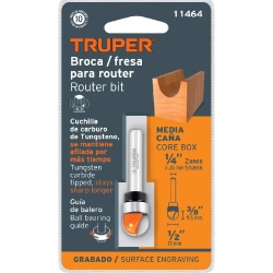 Fresa de Carburo 1/2" x 1/4" Media Caña con Rodaje Truper 11464