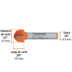 Fresa de Carburo 1/2" x 1/4" Media Caña Truper 11462