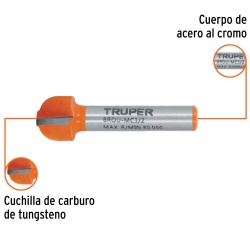 Fresa de Carburo 1/2" x 1/4" Media Caña Truper 11462