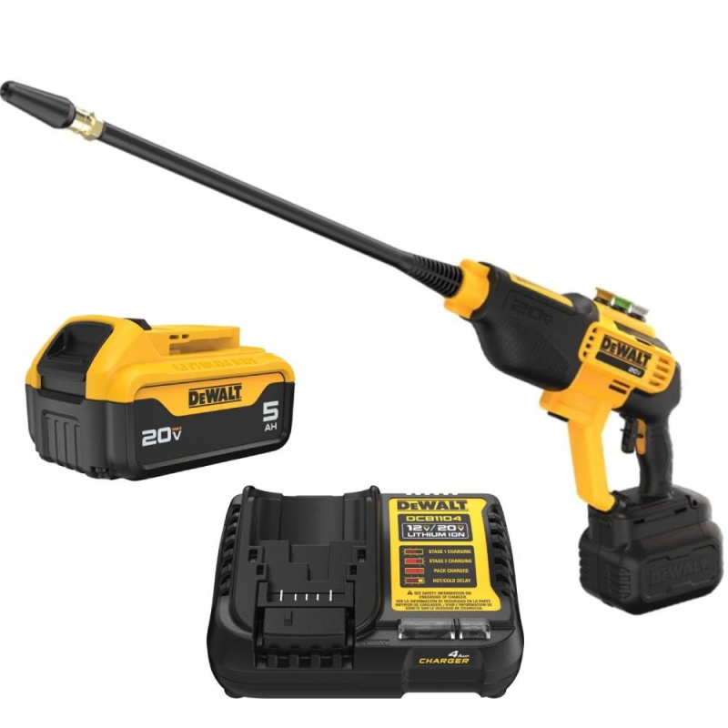 Hidrolavadora 20V 550 Psi DCPW550B + Batería 20V Max 5.0Ah DCB205-B3 + Cargador 12V/20V DCB1104-B2 Dewalt DCPW550B-K1