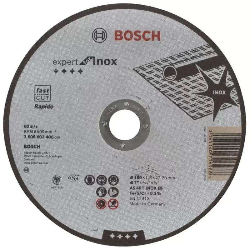 Disco Abrasivo Corte Expert for INOX 180x1.6 (Recto)