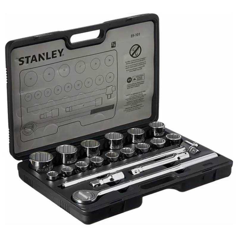 Juego de Herramientas 3/4" 19 Piezas Stanley 89-101