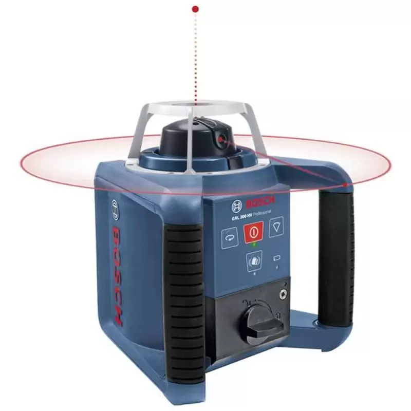 Nivel Laser Giratorio Luz Roja a Pilas 300 Metros con receptor Bosch GRL 300 HV