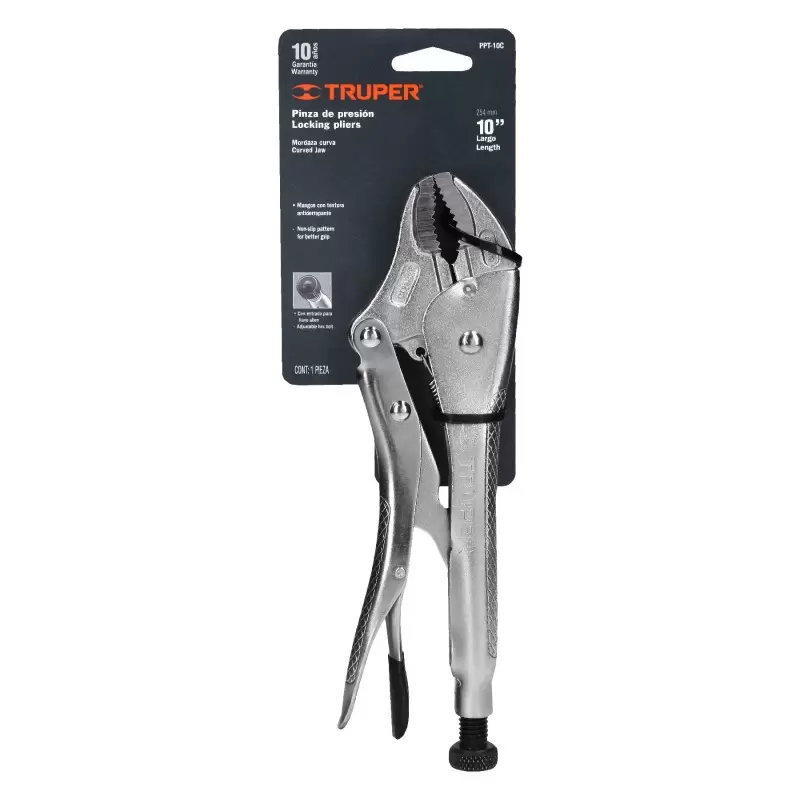Alicate de Presión Punta Curva 10" Truper 17423
