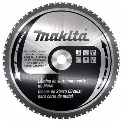 Disco Sierra Tronzadora LC1230 para Acero Dulce 12"x 25.4 x 2.10mm 60 DIENTES B-33956 Makita