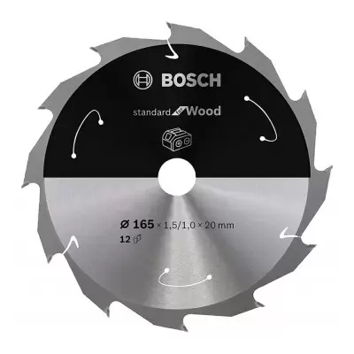 Disco de sierra Circular Standard para Madera 6-1/2" (165 x 1.5/1.0 x 20mm) 12 Dientes Bosch