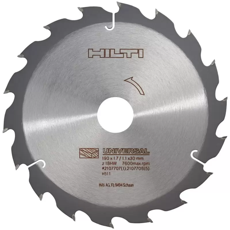 Disco de sierra Circular para Madera 7-1/2" x 5/8" 18D Hilti