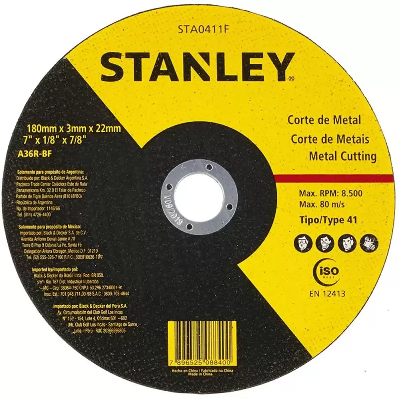 Disco de corte para Metal 7"x1/8"x7/8" STA0411F Stanley