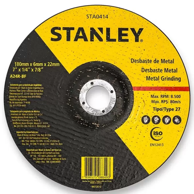 Disco de Desbaste para Metal 7"x1/4"x7/8" STA0414 Stanley