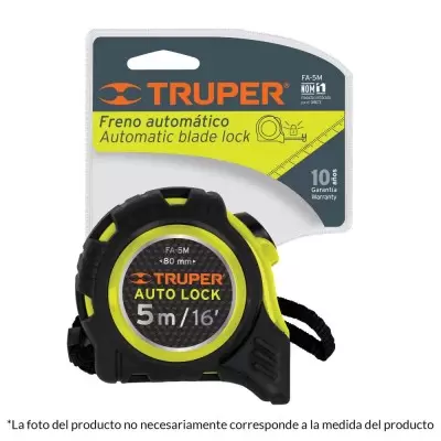 Cinta Metrica 5M Auto-Lock Contra Impacto 10747 Truper