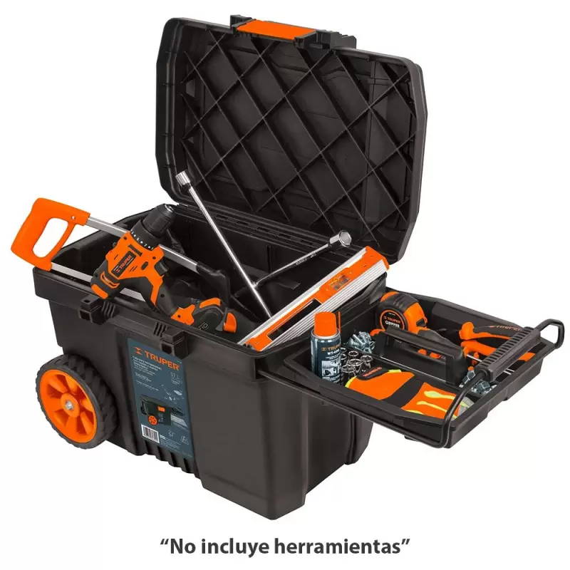 Caja de herramientas apilable ideal para transportar herramientas.