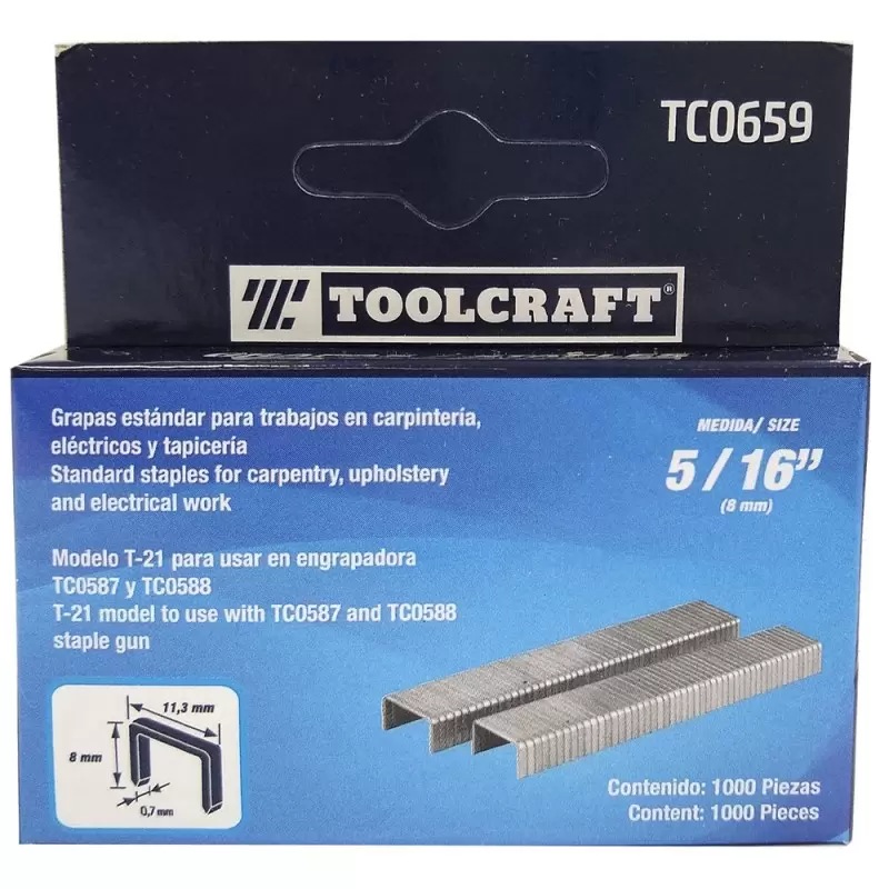 Grapas de 5/16" X 1000 Unid para Engrapadora Toolcraft TC0659
