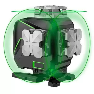 Huepar-Nivel láser S04CG 4D, línea de haz verde, 16 líneas, con estuche  rígido de transporte, función Bluetooth y modo de pulso al aire libre