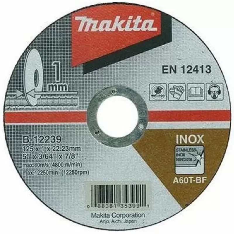 Disco Abrasivo de Corte INOX (A60T) 5"x1x22.23 Makita B-12239