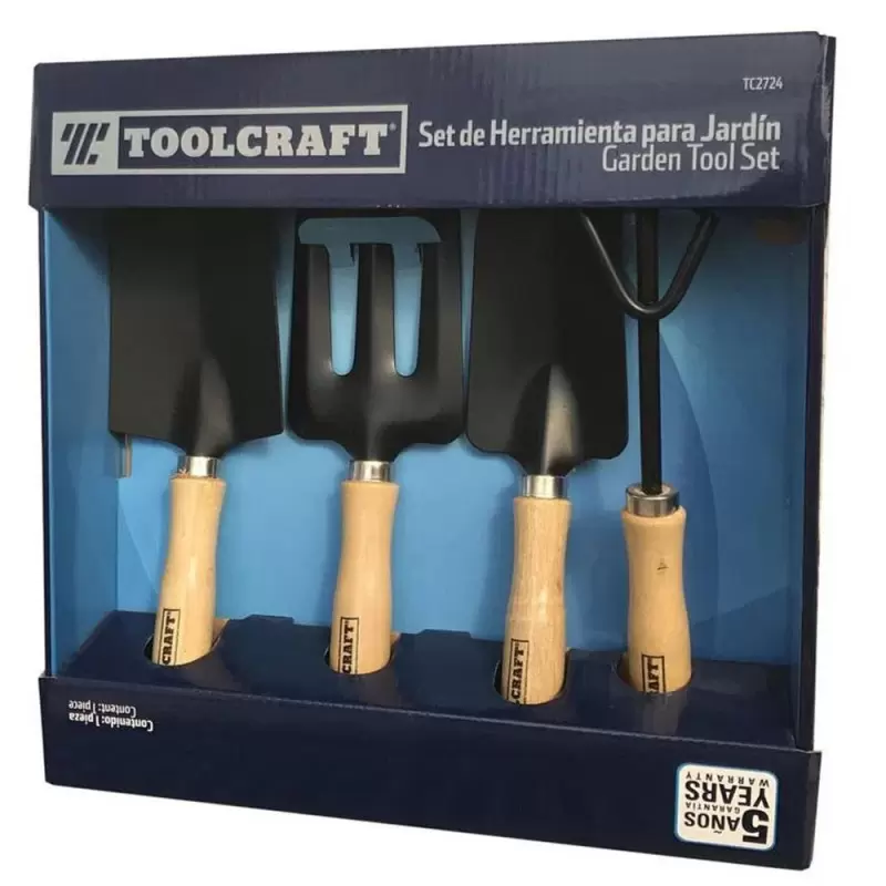 Set 4 piezas de herramientas para jardín mango 6" TC2724 Toolcraft