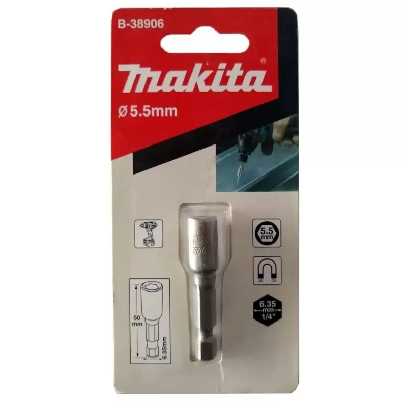 Dado Hexagonal Milimétrico 1/4" x 5.5mm Corto Makita B-38906