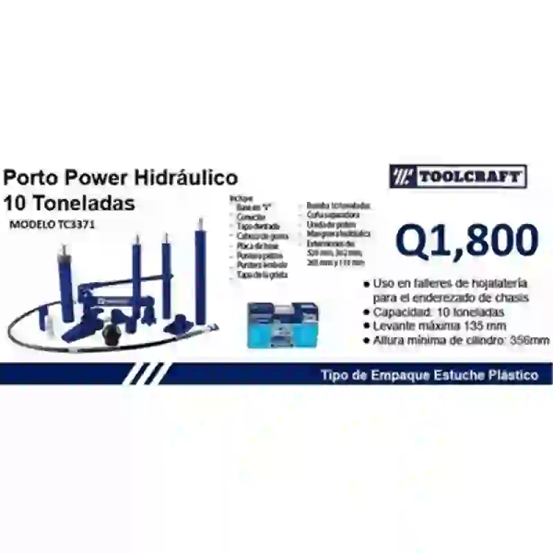 Porto Power Hidráulico 10 Ton Toolcraft TC3371
