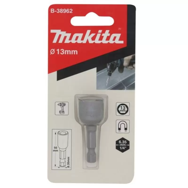 Dado Hexagonal Milimétrico 1/4" x 13mm Corto Makita B-38962