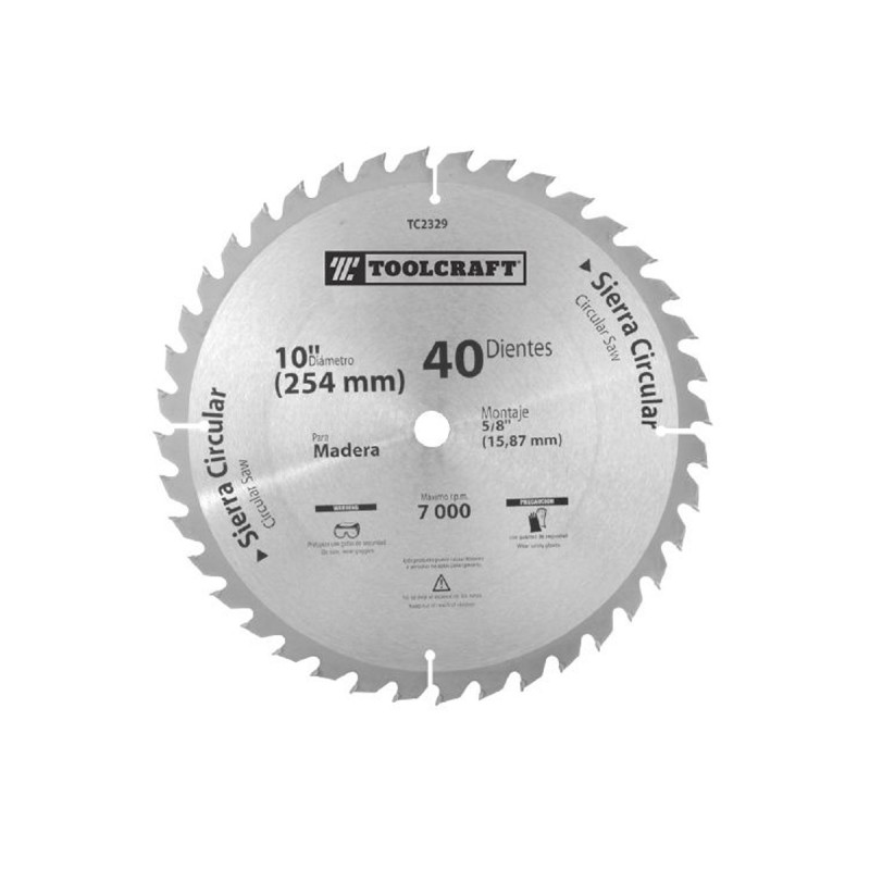 Disco de sierra circular 10" de 40 dientes para eje de 1" - TC2332
