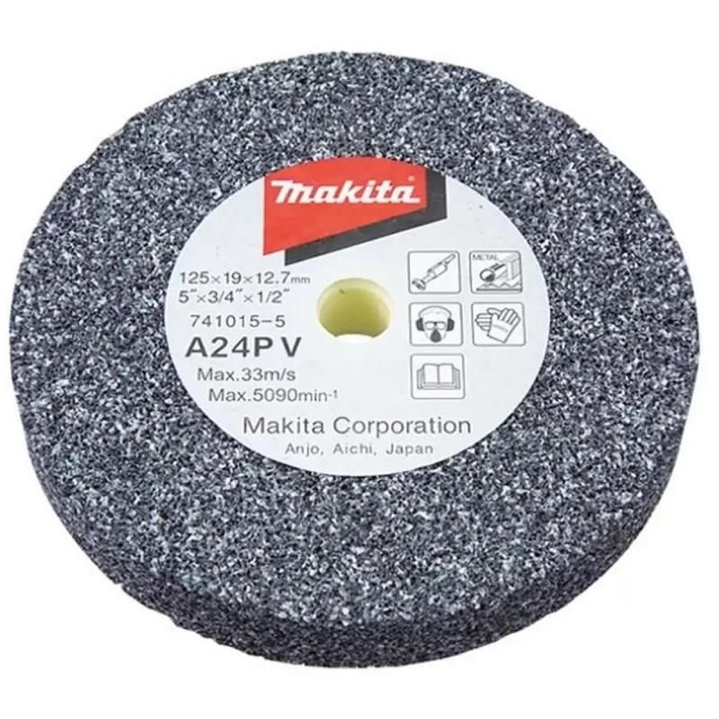 Piedra Abrasiva 5" x 19mm x 1/2" Grano 24 Makita 741015-5
