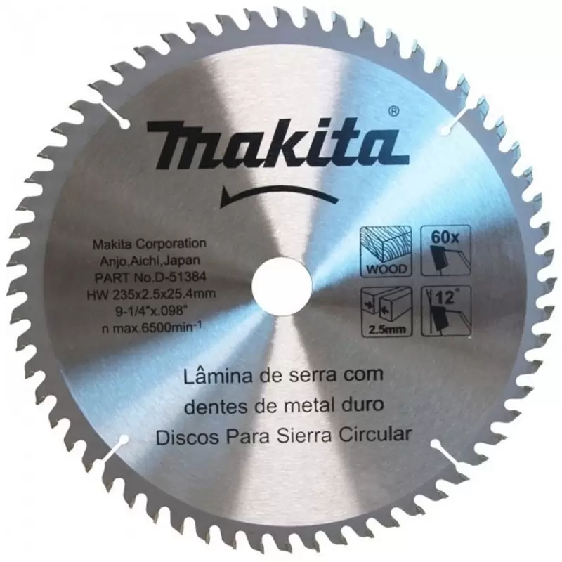 Disco Sierra Circular para madera (9-1/4"x1") (235x25.4mm.) 60D D-51384 Makita