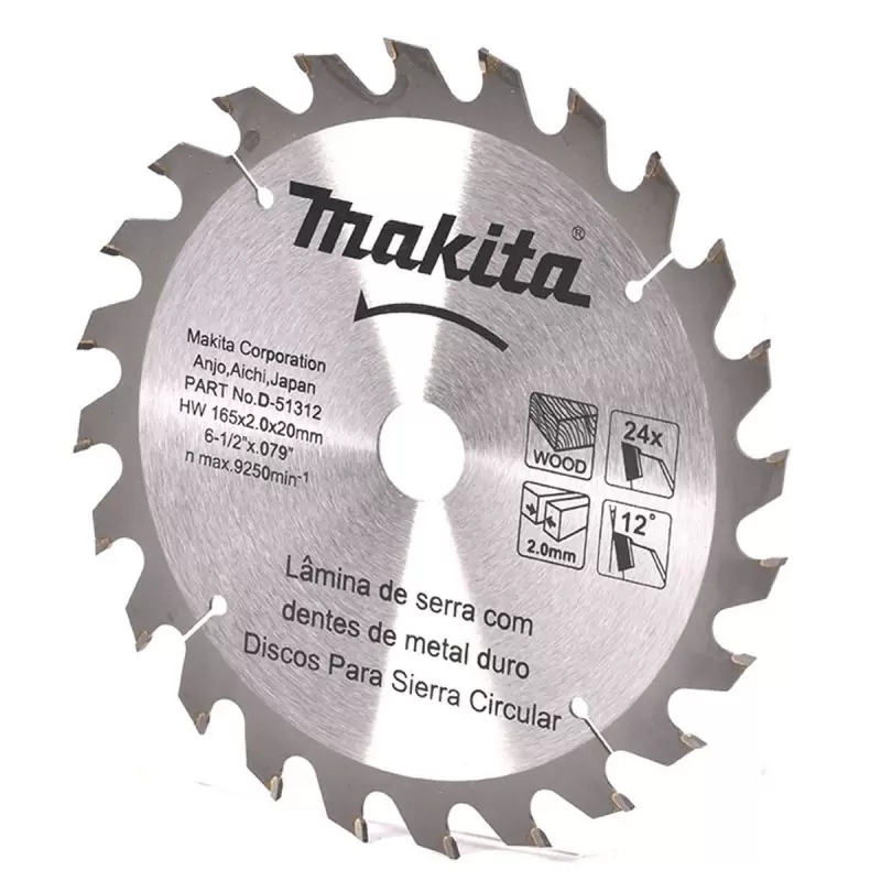 Disco de sierra para madera TCT (6-1/2 x20 mm x2.0mm) 24 DIENTES Reductor 5/8"