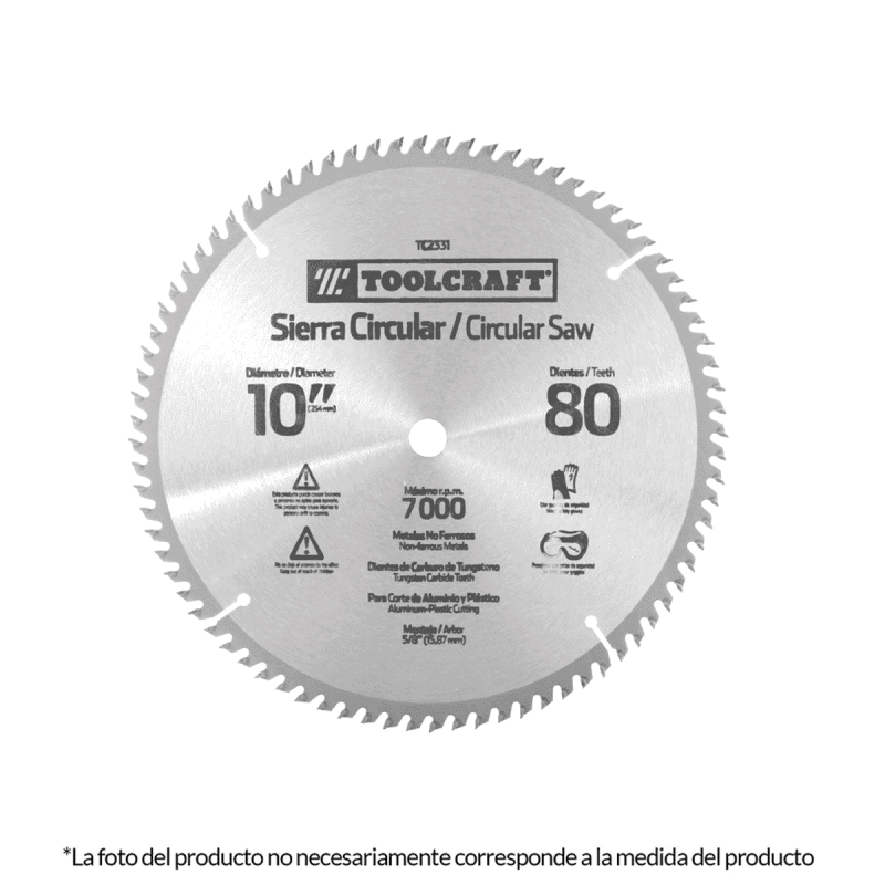 Disco de Sierra Circular de 10"x1" 80 Dientes Toolcraft TC2334