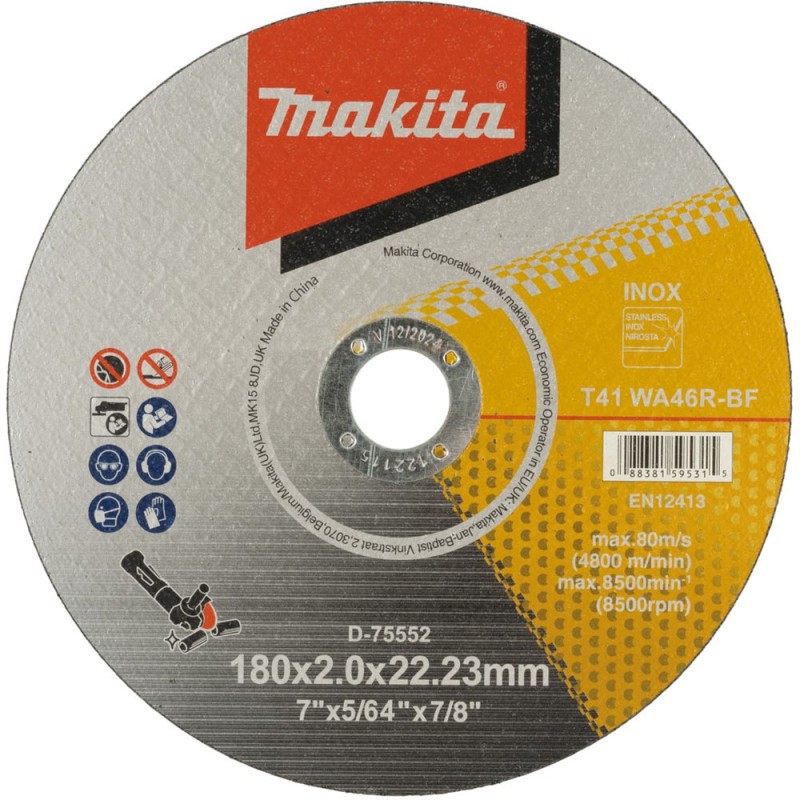 Disco de corte 180x2x22,23 Inox/Acero Makita D-75552