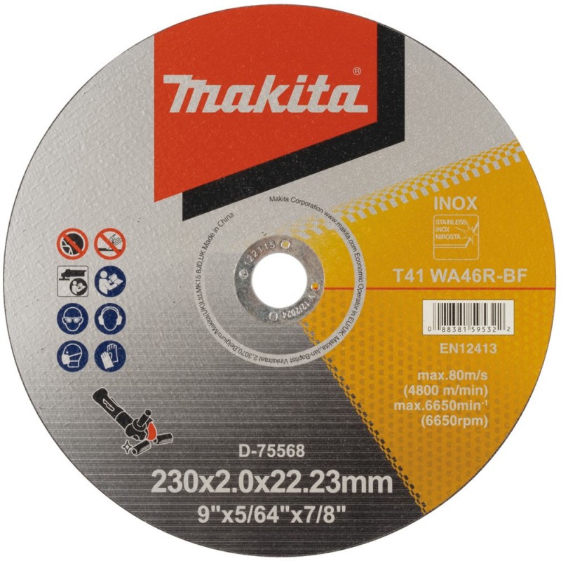 Disco de corte 230X2.0X22.23 Inox/Acero Makita D-75568