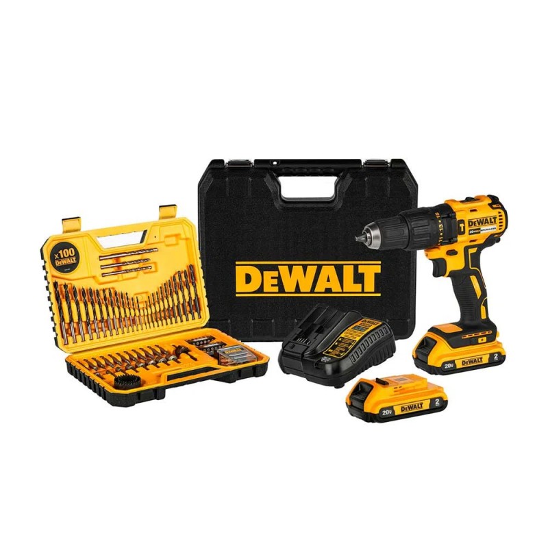 Taladro Percutor 1/2" 20V Brushless 65Nm 2 Bat 2.0 Ah + Set de 100 Pzs Dewalt DCD7781S2A-B2