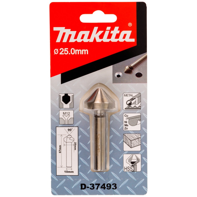 Broca Avellanadora De 3 Filos 25 X 67 Mm 90 HSS Makita D 37493 Broca avellanadora de 3 filos 25 x 67 mm 90 hss makita d 37493