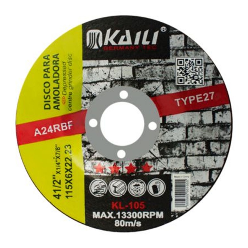 Disco Abrasivo de Corte 4 1/2" x 6 x 22.23 mm Rpm Kaili KL105