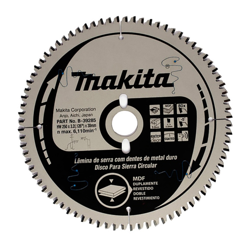Disco de Sierra 10" x 30mm para Melamine 80 D Makita B-39285