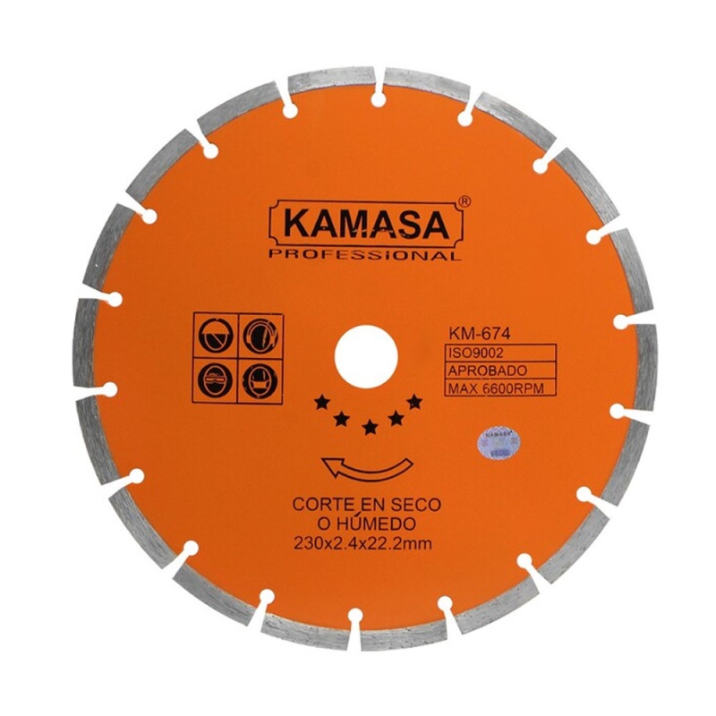 Disco Diamantado Segmentado 9" (230 mm) para Concreto Kamasa KM674