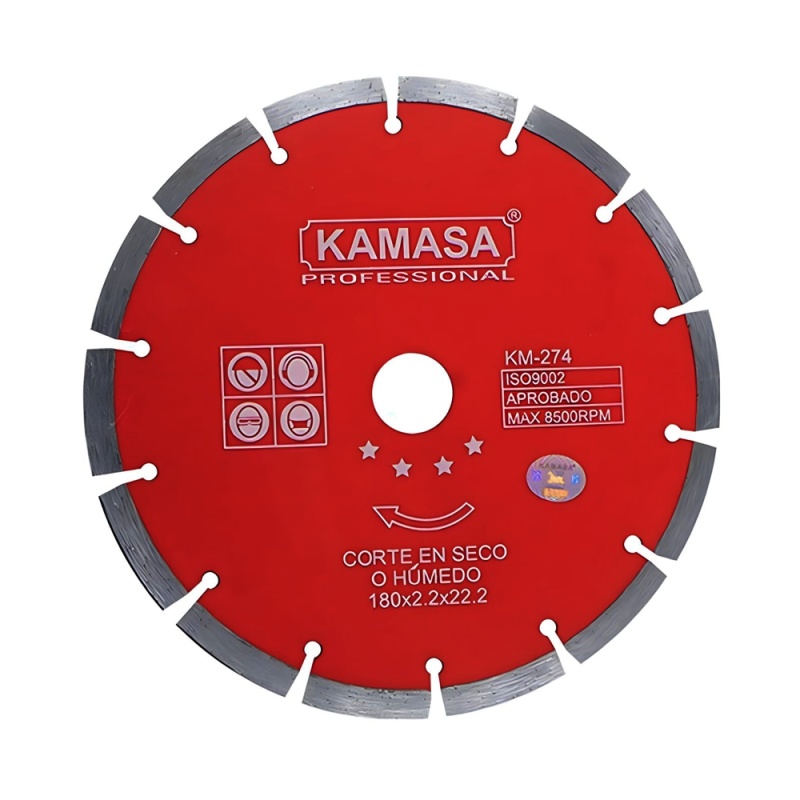 Disco Diamantado Segmentado 7" (180 mm) para Concreto Kamasa KM274