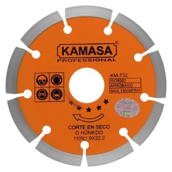 Disco Diamantado Segmentado 4 3/8" (110 mm) para Concreto Kamasa KM732