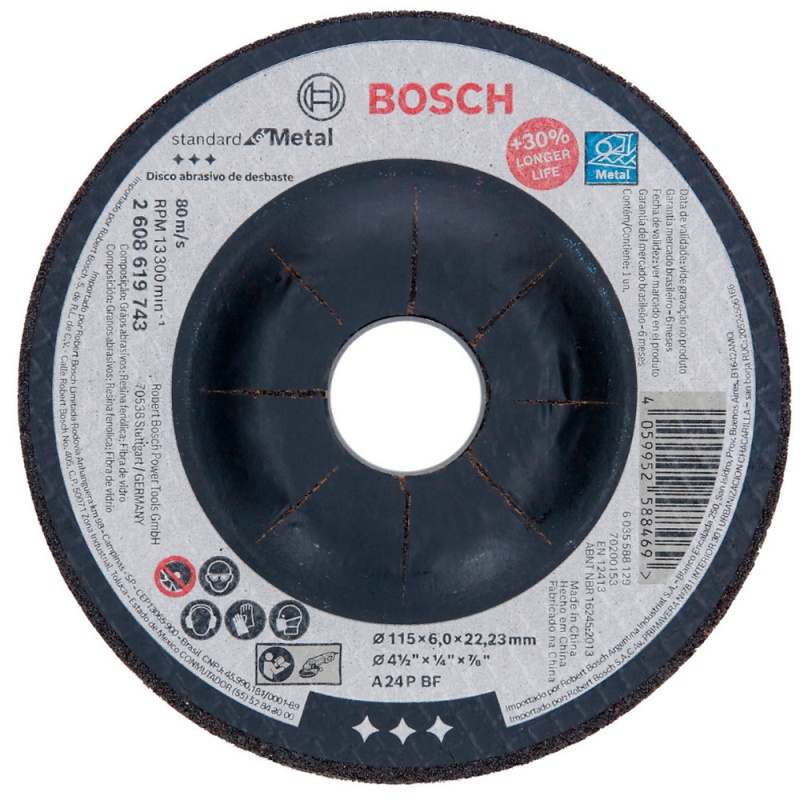 Disco de Desbaste 4 1/2" (115 mm) para Metal Bosch 2608.619.743-000
