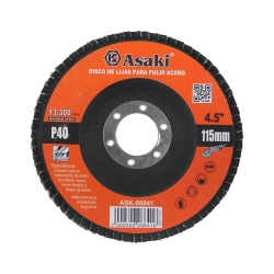 Disco Flap 4 1/2" (115mm) Grano 40 para Acero Asaki ASK08841