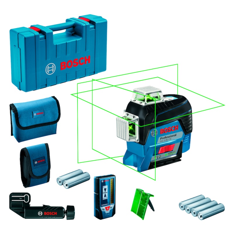 Nivel Láser 360 de 3 Líneas Verde GLL 3-80 CG + Receptor LR 7 Bosch 0601.063.T01-000