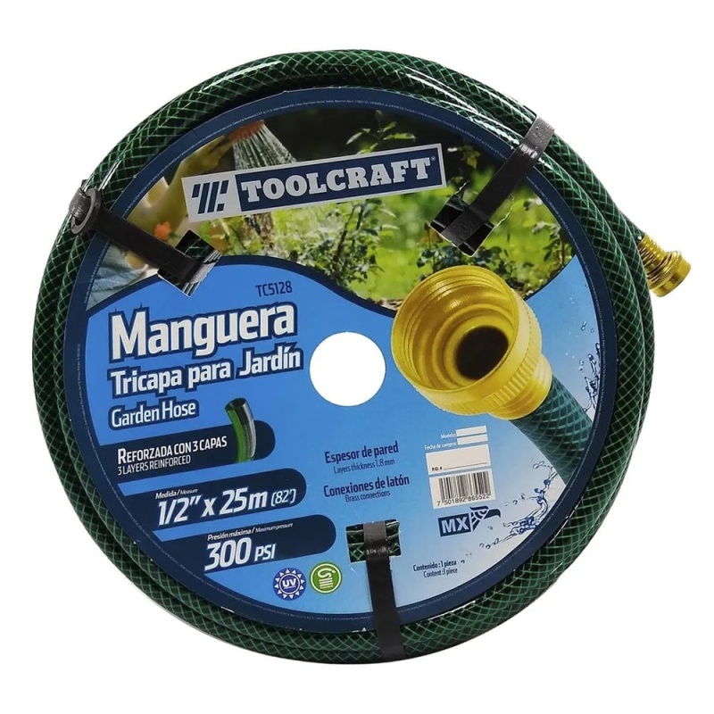 Manguera Tricapa Reforzada 1/2" x 25m Toolcraft TC5128