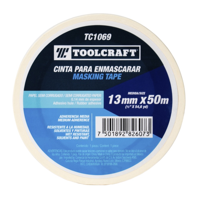 Cinta Masking Tape 1/2" x 50M TC1069 Toolcraft