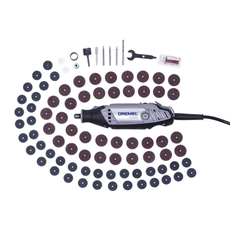 Minitorno 130W Dremel 3000 + Kit 82 accesorios Dremel F013.300.0GB-000