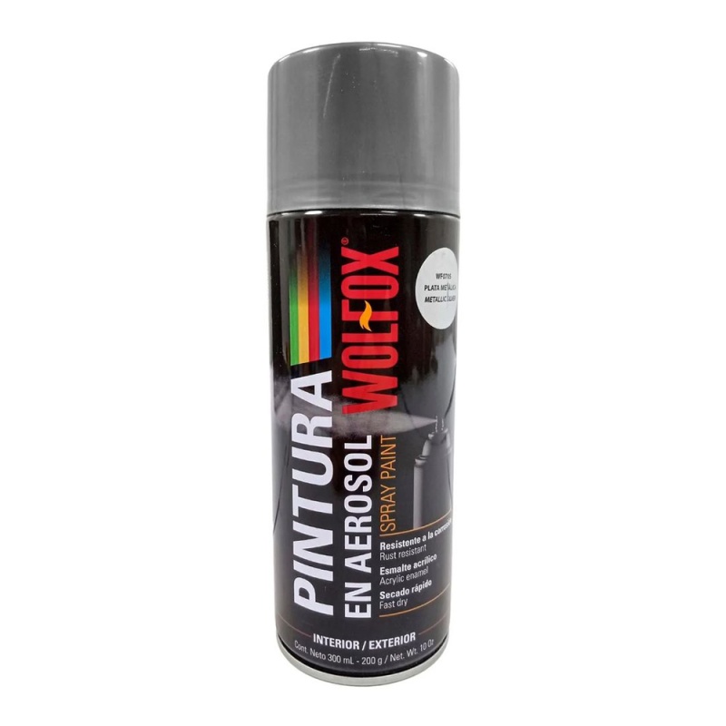 Pintura en Spray Plata Metálico 300ml Wolfox WF0705