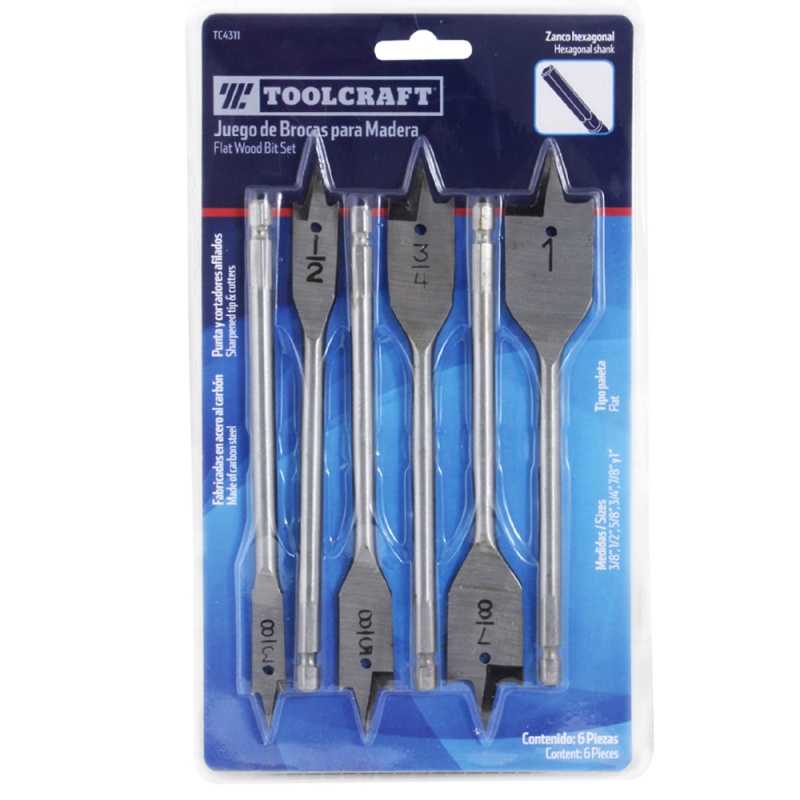 Set de Brocas Paleta 1/4" Hex 6 Pzs Toolcraft TC4311