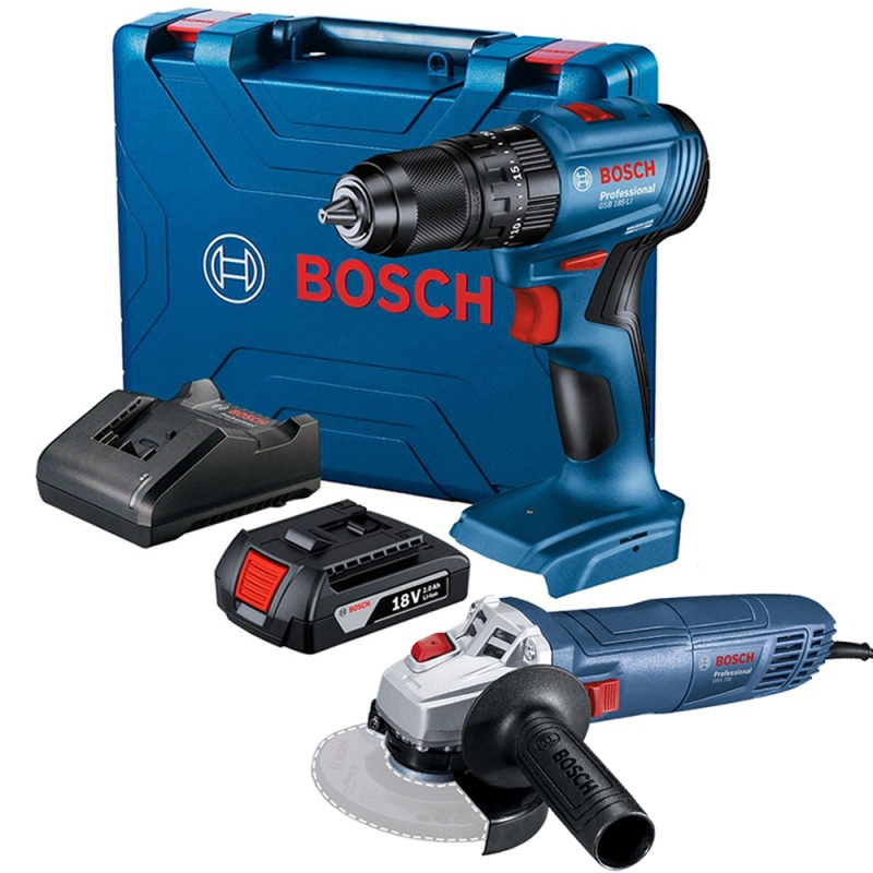 Taladro Percutor 1/2" 18V Brushless + Amoladora 4 1/2" 710W Bosch 0615.A00.22M-000