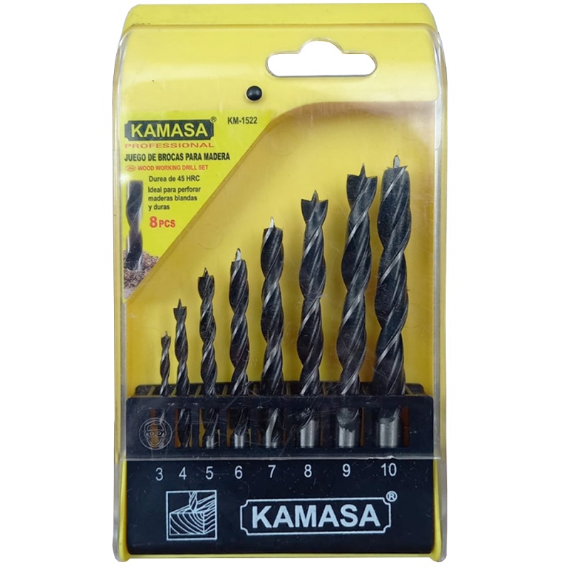 Set de Brocas 8 Piezas para Madera Kamasa KM1522