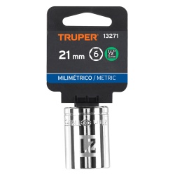 Dado Hexagonal Milimétrico 1/2" x 21 mm Corto Truper 13271